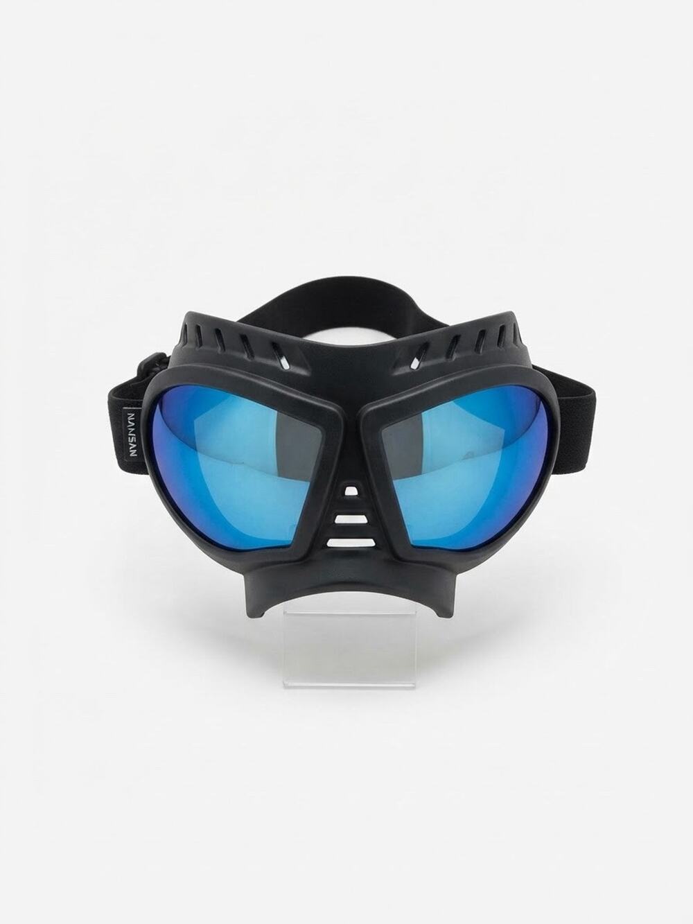 NAMSAN Dog Goggles, Black Frame Blue Lens, Adjustable Strap, Pet Eye Wear, NEW
